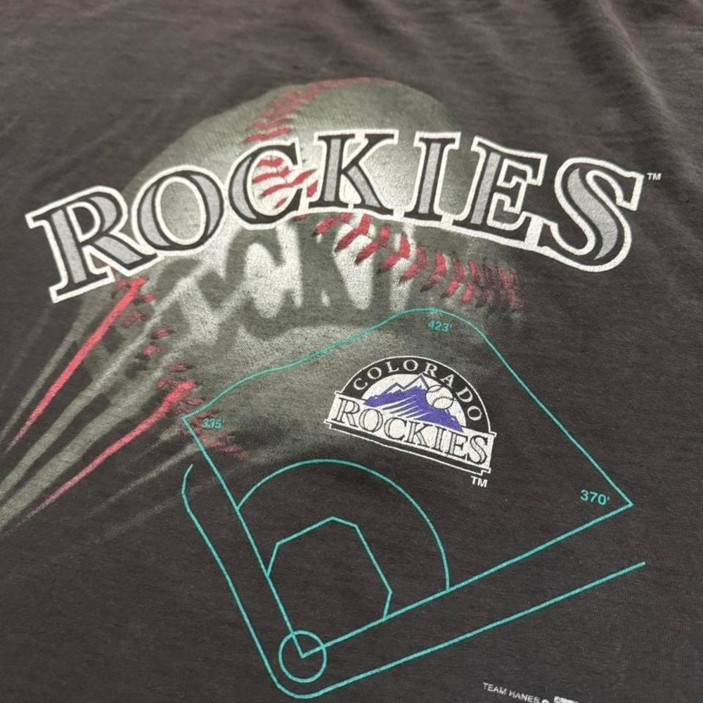 Vintage Colorado Rockies 90s MLB Baseball Black Single Stitch Shirt Size XL - Picture 3 of 8